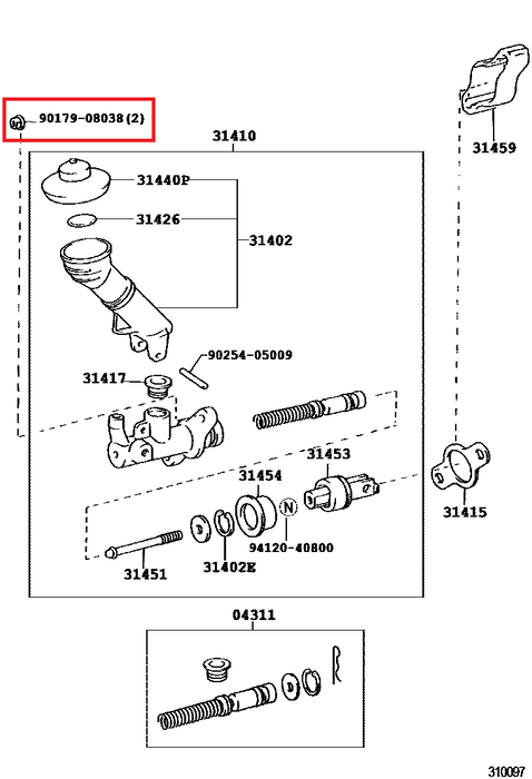 Toyota Jzx100 Master Cylinder Nut 90179-08038 Genuine OEM