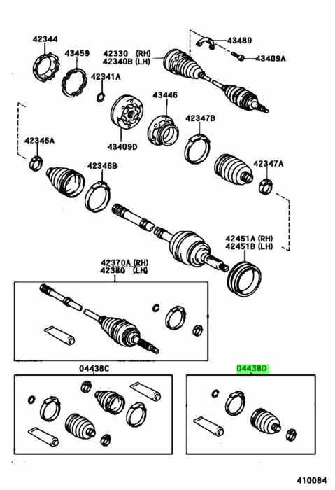 Axle Boot Kit To Suit Lexus / Toyota Is300 Sxe10 Altezza 04437-30050 Brand New