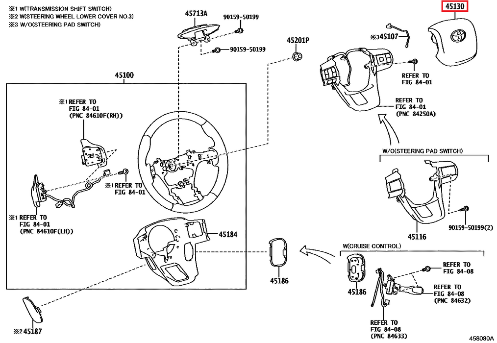Toyota Hilux N80 Steering Wheel Airbag Fortuner 45130-0K180-C0 Genuine OEM