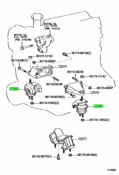 Toyota Jzx110 / Jzs171 Engine Mount 12360-46200 Genuine OEM