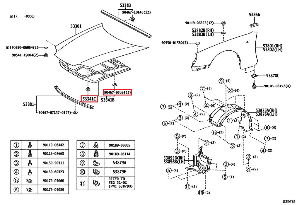 Toyota Supra Jza80 Bonnet Liner Hardware Kit