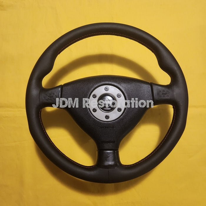 Evo 4-6 CP9A TME Retrimmed Steering Wheel Red Stitch