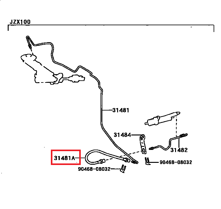Toyota Jzx100 Slave Cylinder Clutch Pipe Jzx90 Jzx100 31482-22170 Genuine OEM