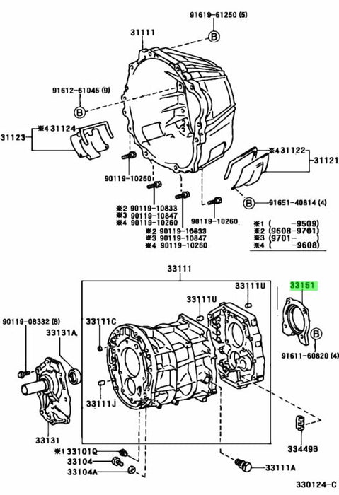 Technical diagram of a mechanical component with labeled parts and assembly lines.