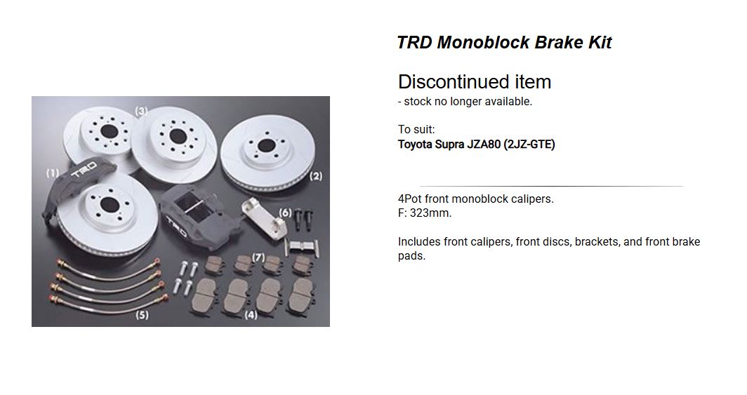 TRD Supra Jza80 Monoblock Brake Upgrade Kit Genuine OEM