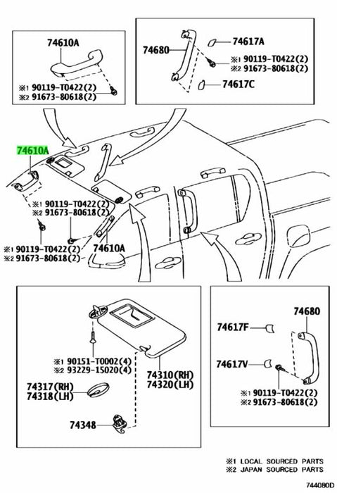 Toyota Hilux GR Sport Interior Grab Handle 74603-0K070 Genuine OEM