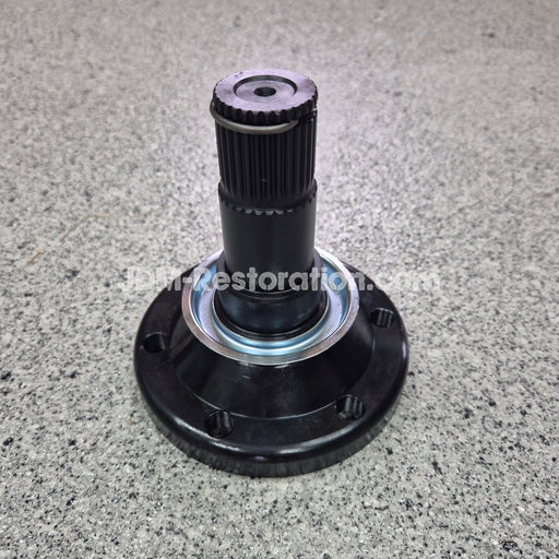 Black mechanical component on a gray concrete surface with 'paintrestoration.com' branding.