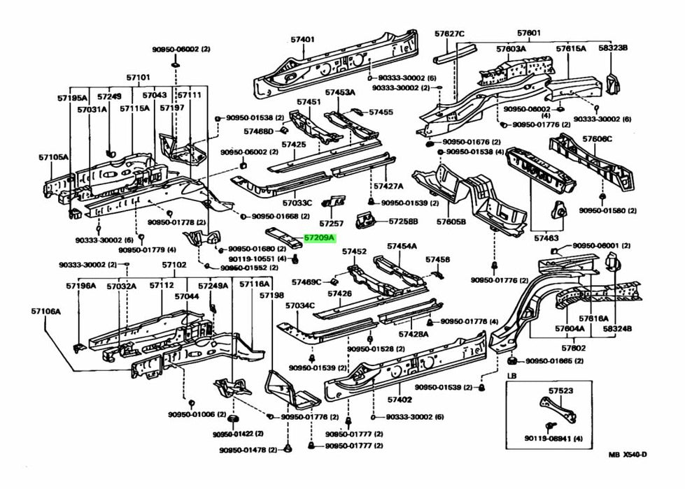 Technical diagram of mechanical parts with labeled components on a white background