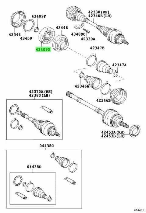 Toyota Jzx100 Inner CV Joint Jza80 Supra Jzx90 Jzx110 Jzs 43409-24010 Brand New