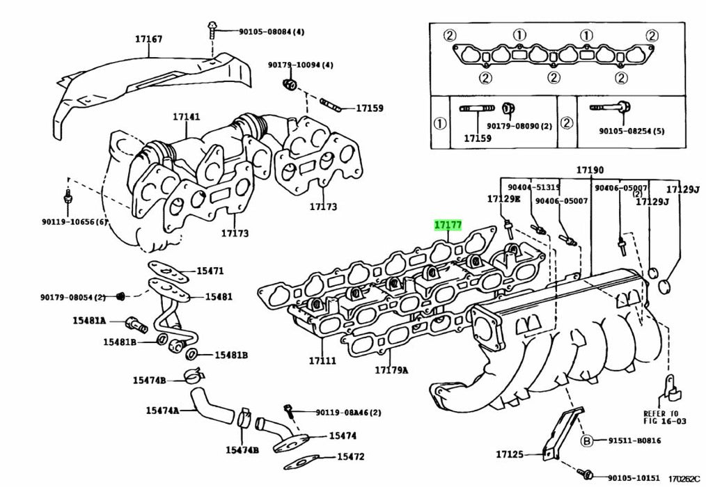 Toyota 1JZGTE OEM Lower Intake Gasket 17177-88400