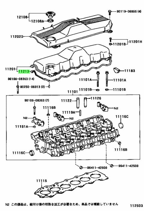 Toyota Landcruiser 1HD-FTE Rocker / Cam Cover Gasket HDJ100