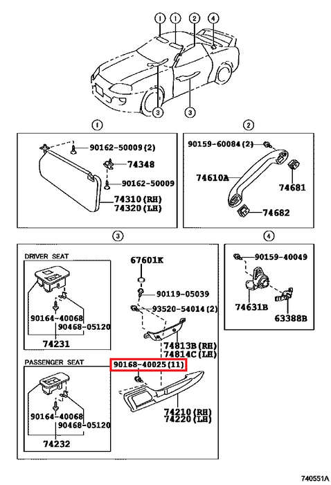 Toyota Supra Armrest Screw 90168-40025