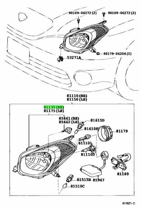 Toyota Jzx110 Verossa Right Headlight Mark 2 Blit 81130-22831 Genuine OEM