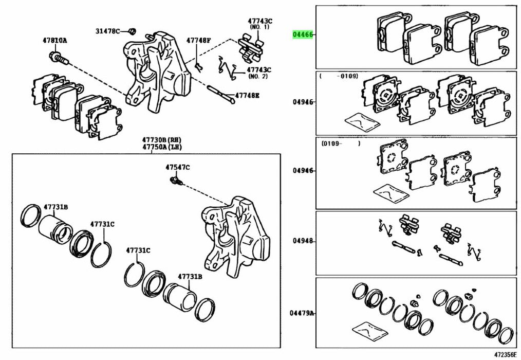 Toyota Jzx110 Turbo Rear Brake Pads GS300 IS300 Jzs171 04466-30170 Brand New