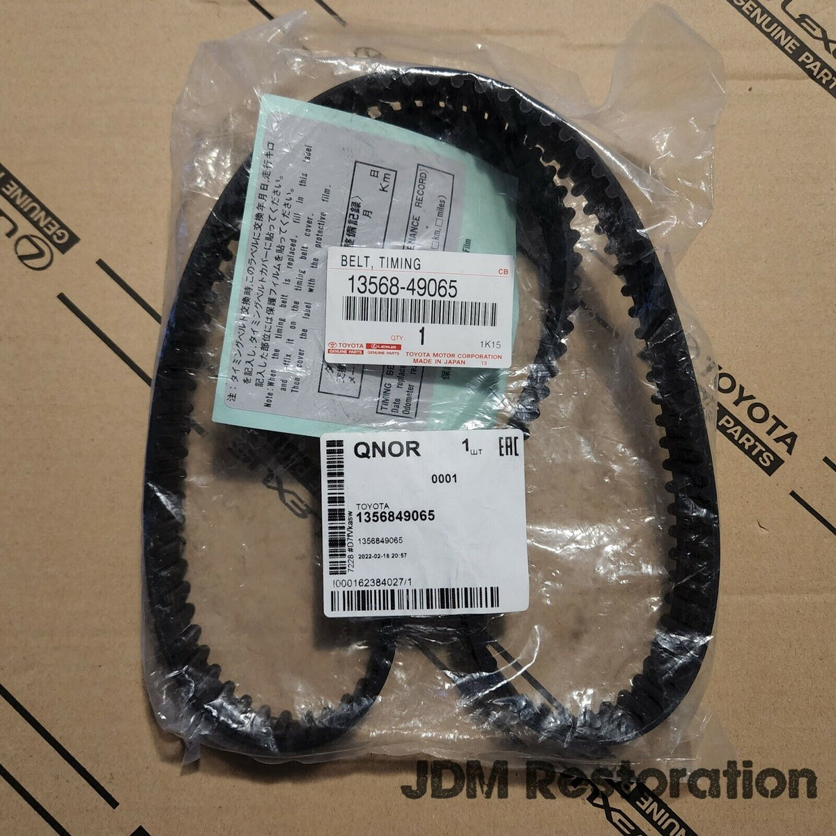 Toyota Jzx100 1JZGTE Timing Belt 13568-49065 Genuine OEM — JDM