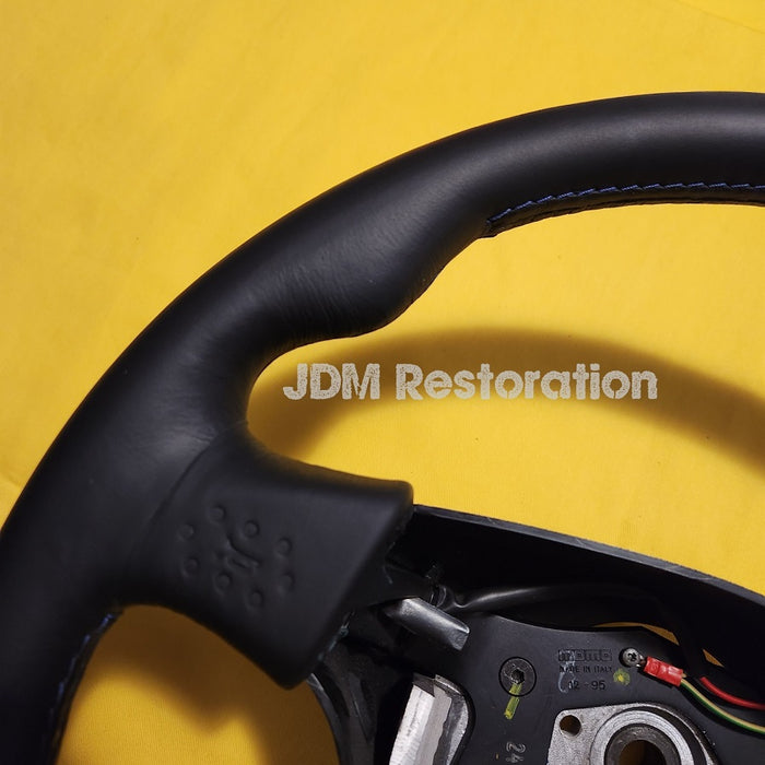 Evo 4-6 CP9A Retrimmed Steering Wheel Blue Stitch