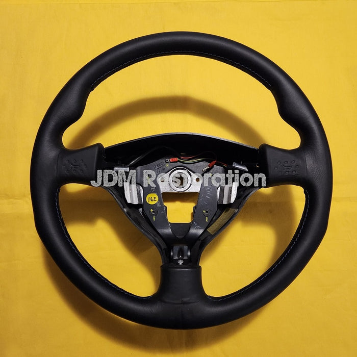 Evo 4-6 CP9A Retrimmed Steering Wheel Blue Stitch