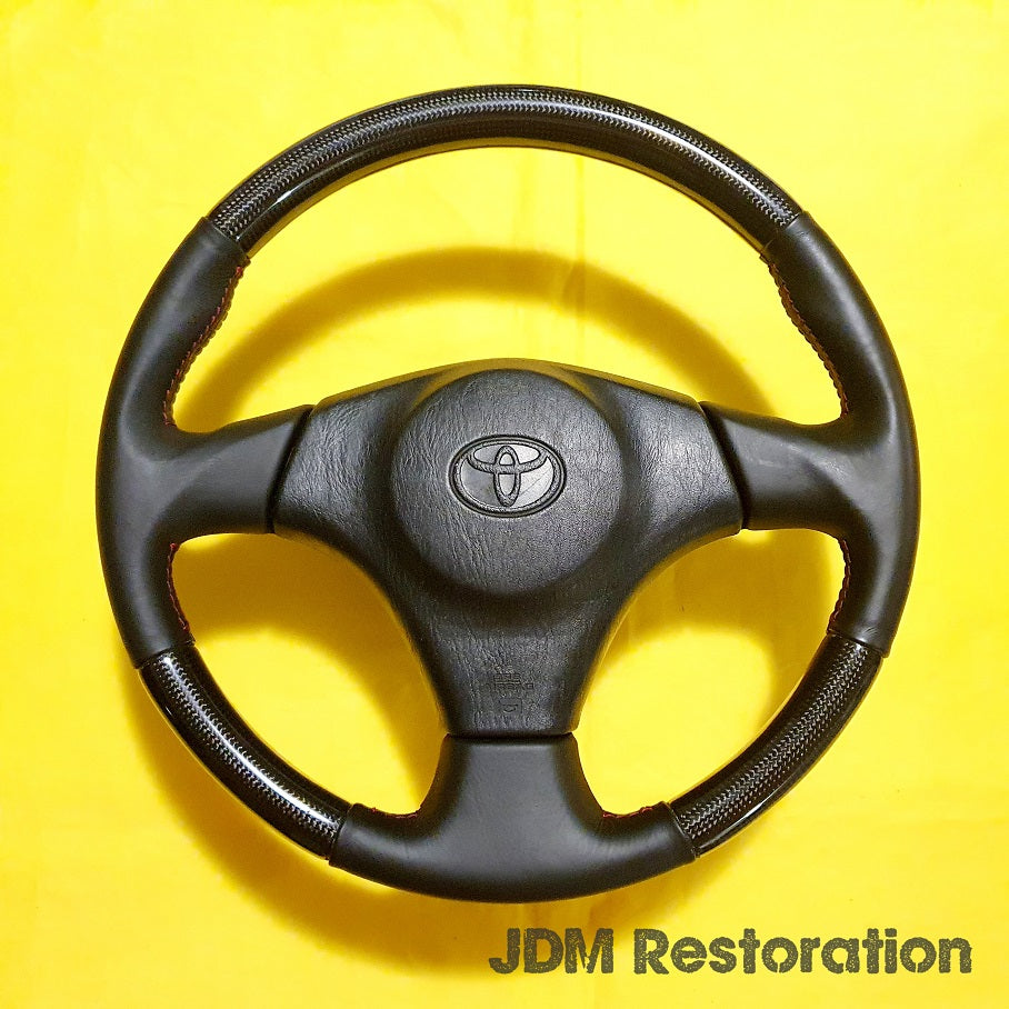 Jza80 Supra S2 Trispoke Carbon Steering Wheel Red Stitching 